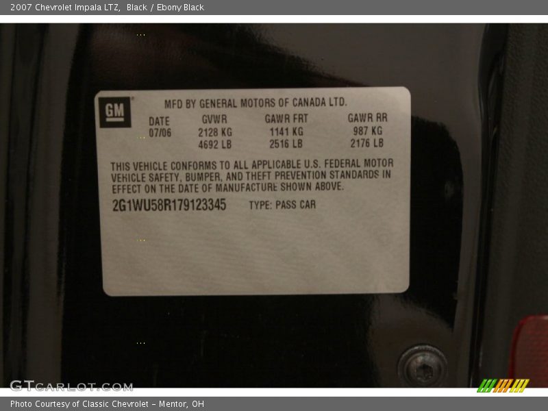 Black / Ebony Black 2007 Chevrolet Impala LTZ