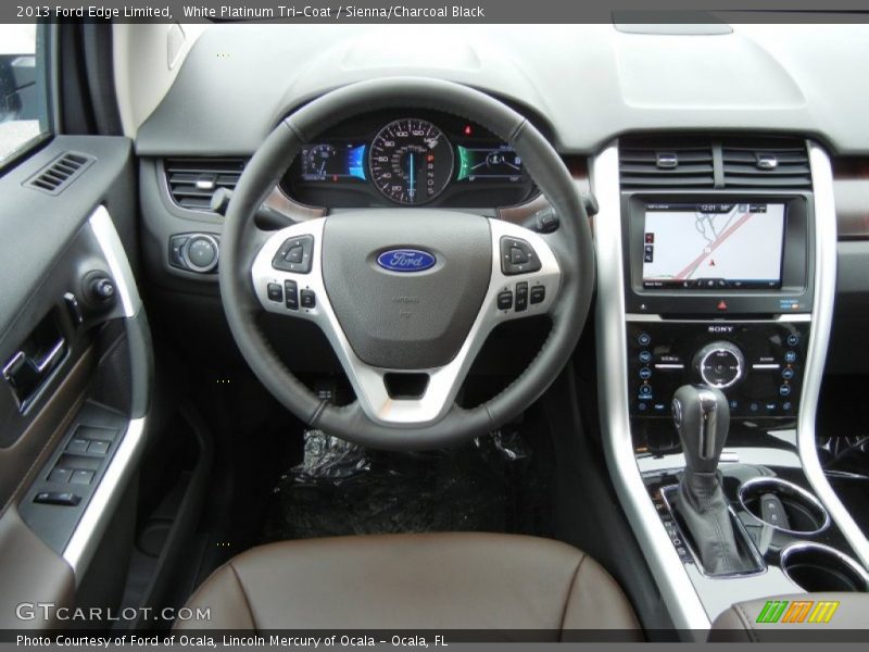 White Platinum Tri-Coat / Sienna/Charcoal Black 2013 Ford Edge Limited