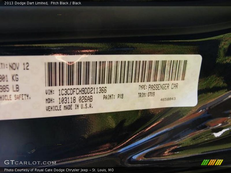 Pitch Black / Black 2013 Dodge Dart Limited