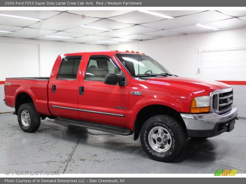 Red / Medium Parchment 2000 Ford F350 Super Duty Lariat Crew Cab 4x4