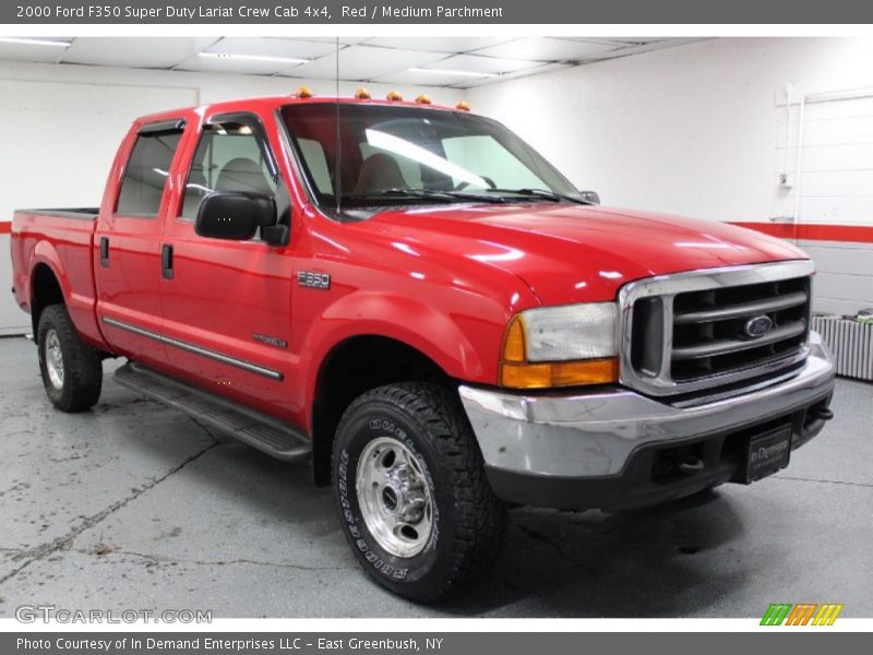 Red / Medium Parchment 2000 Ford F350 Super Duty Lariat Crew Cab 4x4