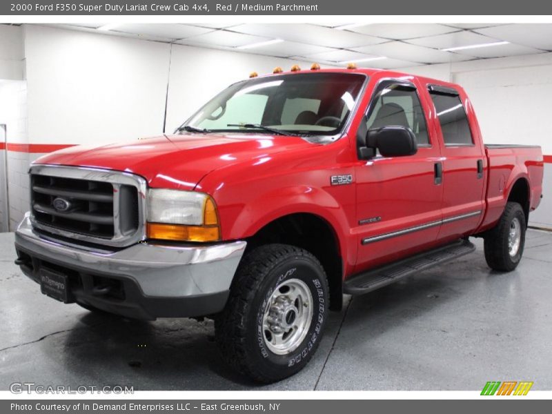 Red / Medium Parchment 2000 Ford F350 Super Duty Lariat Crew Cab 4x4