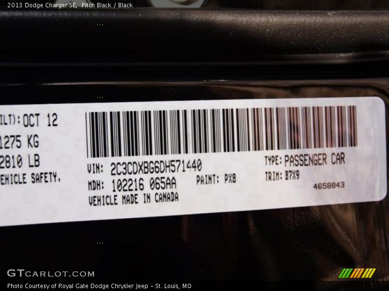 Pitch Black / Black 2013 Dodge Charger SE