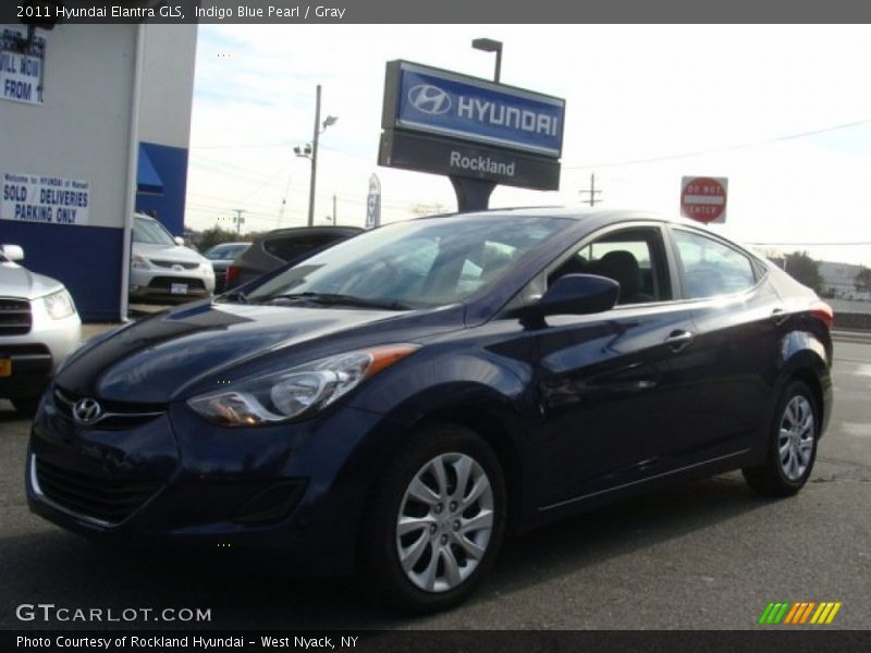 Indigo Blue Pearl / Gray 2011 Hyundai Elantra GLS