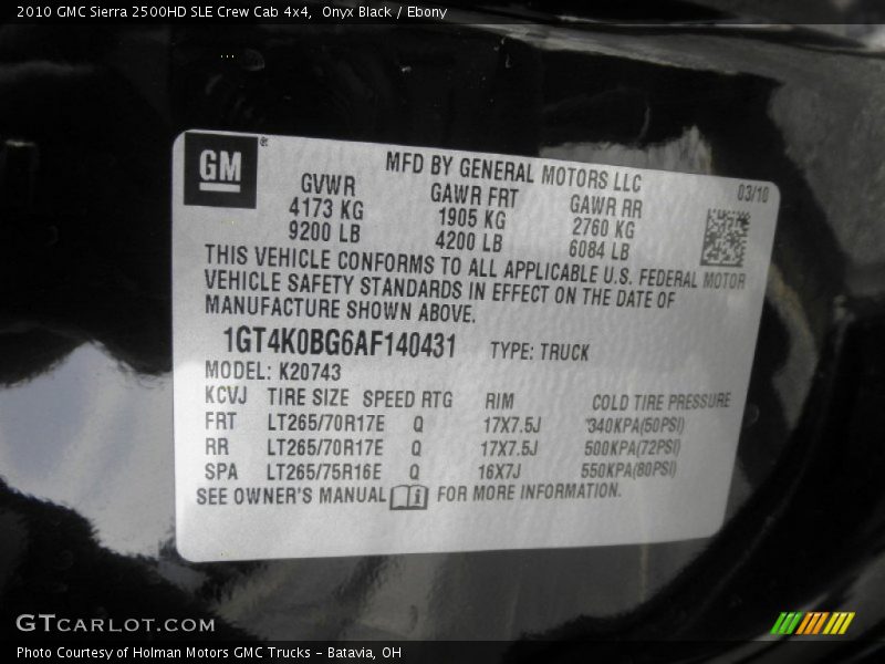 Onyx Black / Ebony 2010 GMC Sierra 2500HD SLE Crew Cab 4x4