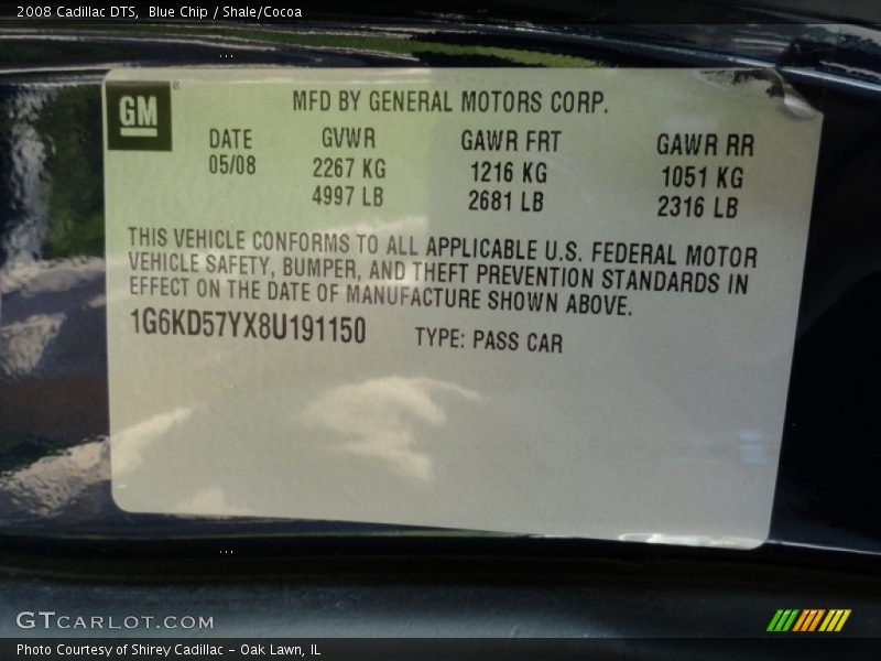 Blue Chip / Shale/Cocoa 2008 Cadillac DTS