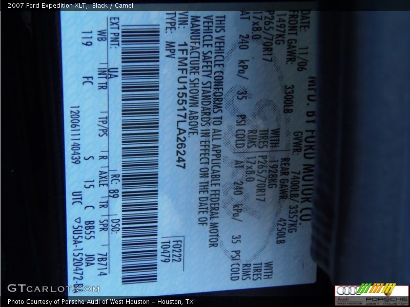 Black / Camel 2007 Ford Expedition XLT