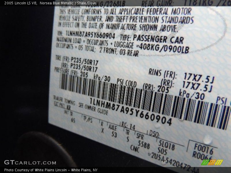 Norsea Blue Metallic / Shale/Dove 2005 Lincoln LS V8