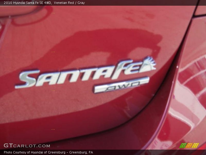 Venetian Red / Gray 2010 Hyundai Santa Fe SE 4WD
