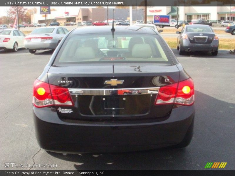 Black Granite Metallic / Cocoa/Light Neutral 2012 Chevrolet Cruze LT