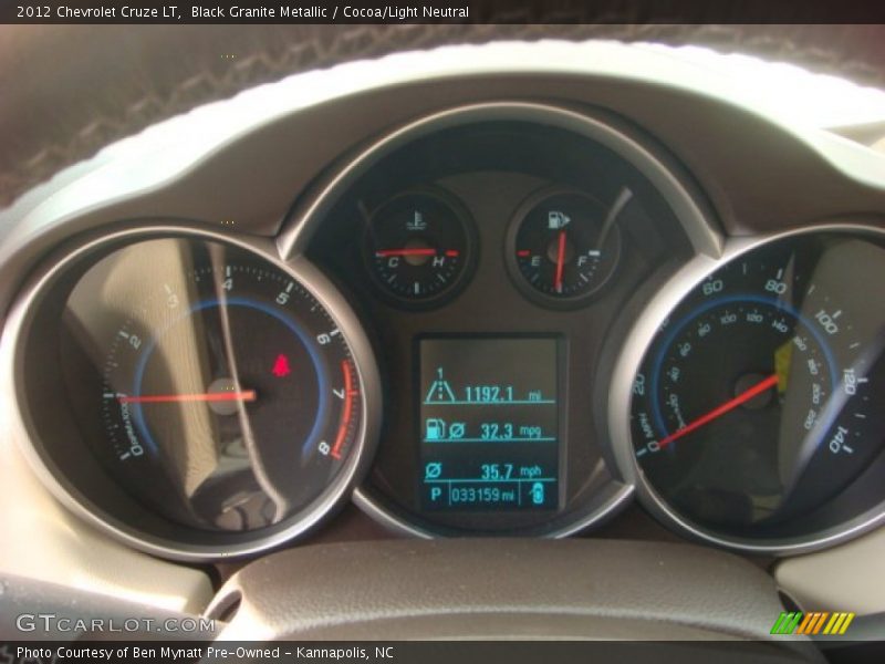 Black Granite Metallic / Cocoa/Light Neutral 2012 Chevrolet Cruze LT