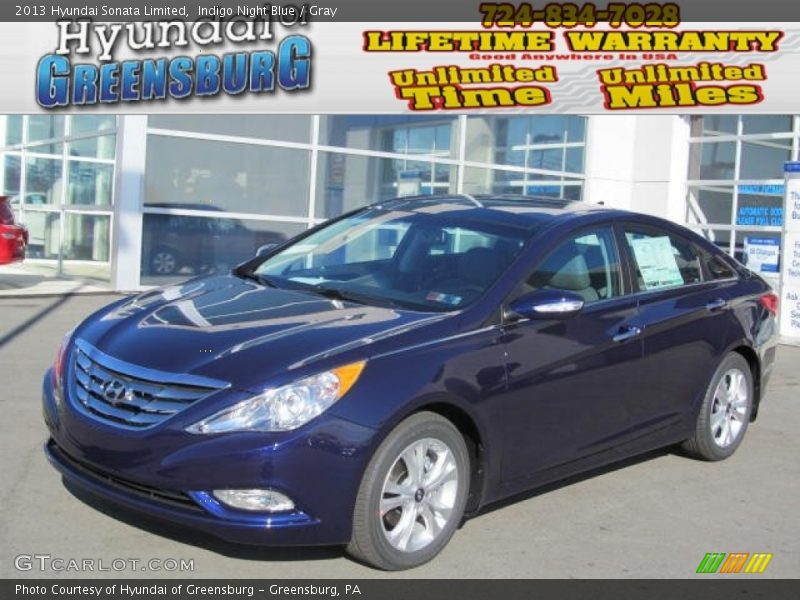 Indigo Night Blue / Gray 2013 Hyundai Sonata Limited