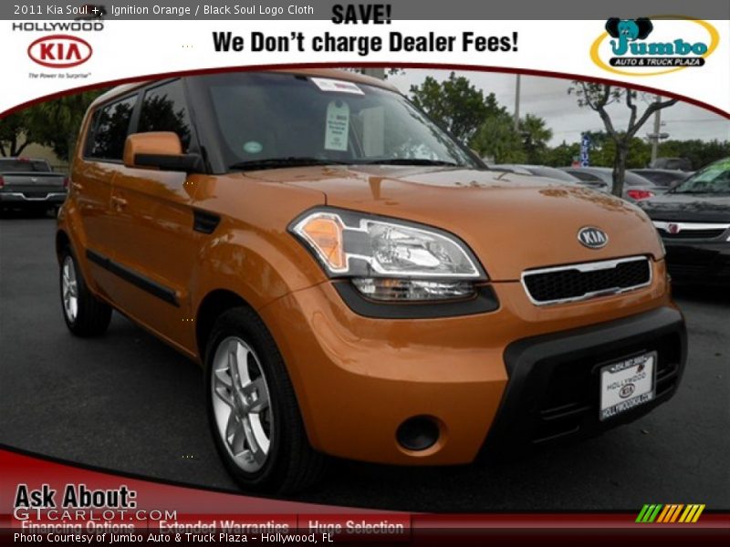 Ignition Orange / Black Soul Logo Cloth 2011 Kia Soul +