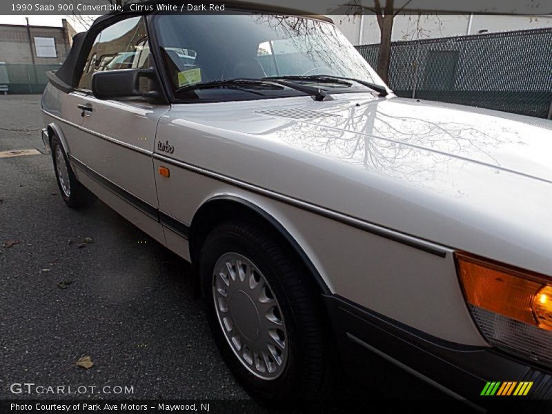 Cirrus White / Dark Red 1990 Saab 900 Convertible