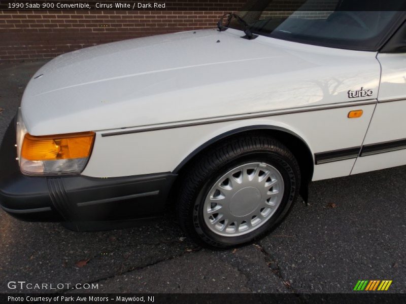 Cirrus White / Dark Red 1990 Saab 900 Convertible