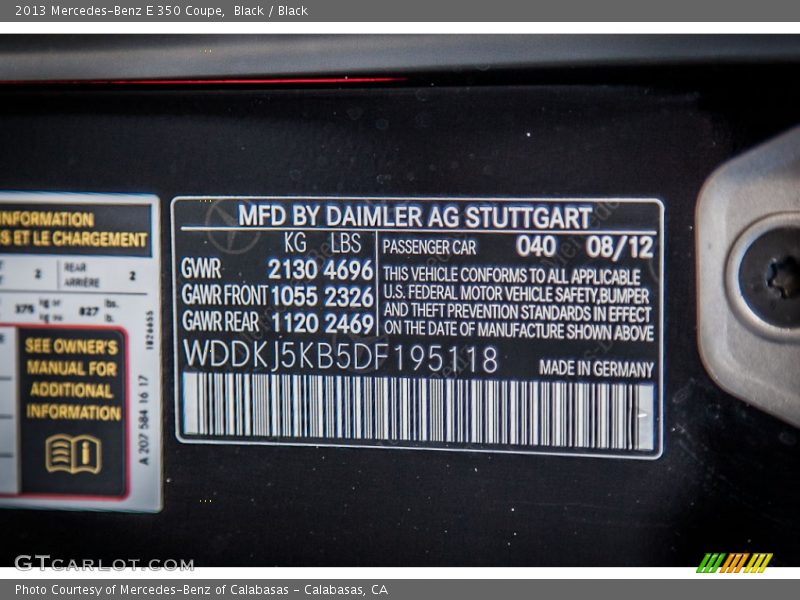 Black / Black 2013 Mercedes-Benz E 350 Coupe