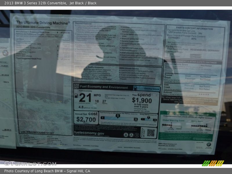  2013 3 Series 328i Convertible Window Sticker