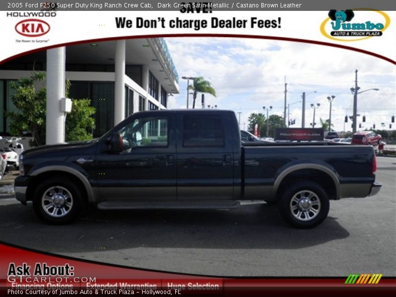 Dark Green Satin Metallic / Castano Brown Leather 2005 Ford F250 Super Duty King Ranch Crew Cab