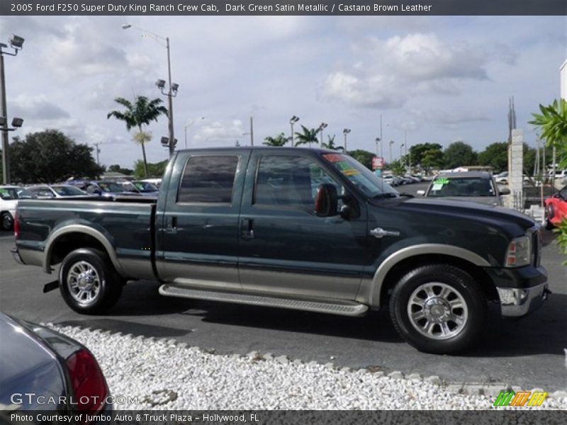Dark Green Satin Metallic / Castano Brown Leather 2005 Ford F250 Super Duty King Ranch Crew Cab