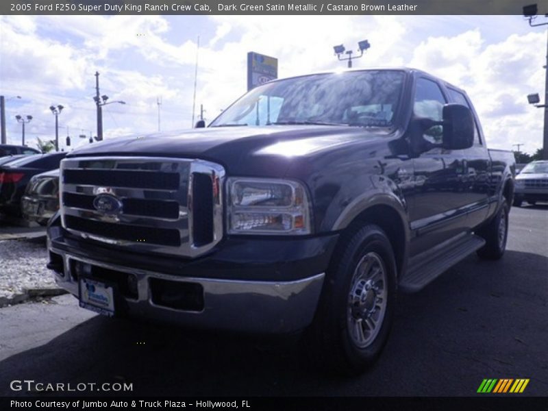 Dark Green Satin Metallic / Castano Brown Leather 2005 Ford F250 Super Duty King Ranch Crew Cab