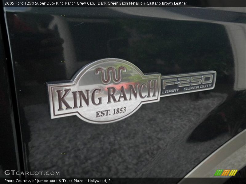 Dark Green Satin Metallic / Castano Brown Leather 2005 Ford F250 Super Duty King Ranch Crew Cab