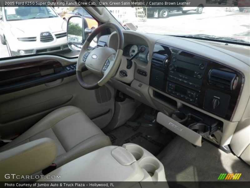 Dark Green Satin Metallic / Castano Brown Leather 2005 Ford F250 Super Duty King Ranch Crew Cab