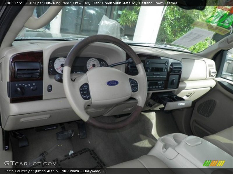 Dark Green Satin Metallic / Castano Brown Leather 2005 Ford F250 Super Duty King Ranch Crew Cab