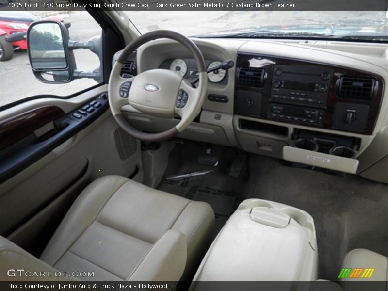 Dark Green Satin Metallic / Castano Brown Leather 2005 Ford F250 Super Duty King Ranch Crew Cab