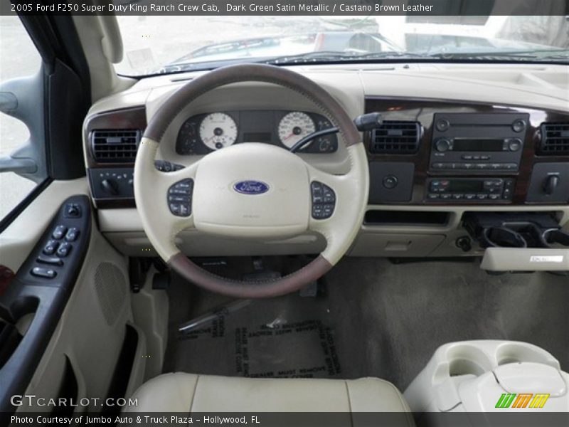 Dark Green Satin Metallic / Castano Brown Leather 2005 Ford F250 Super Duty King Ranch Crew Cab