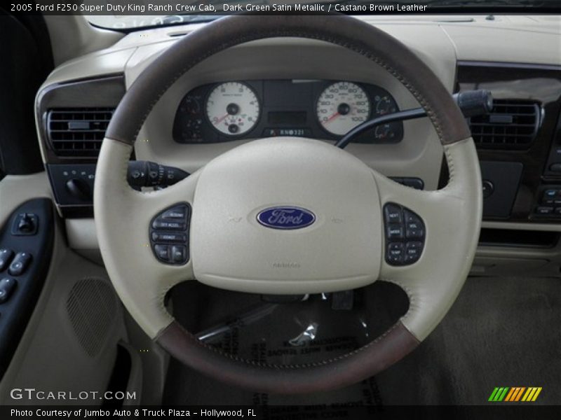 Dark Green Satin Metallic / Castano Brown Leather 2005 Ford F250 Super Duty King Ranch Crew Cab