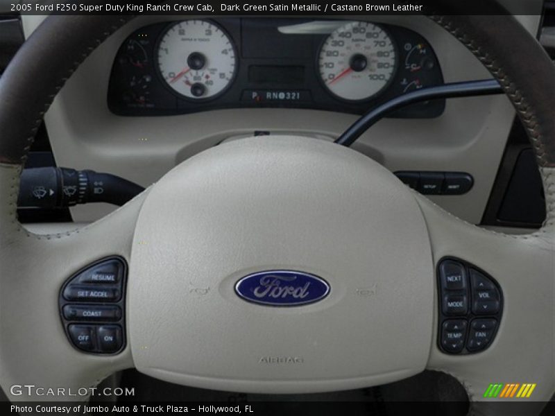 Dark Green Satin Metallic / Castano Brown Leather 2005 Ford F250 Super Duty King Ranch Crew Cab