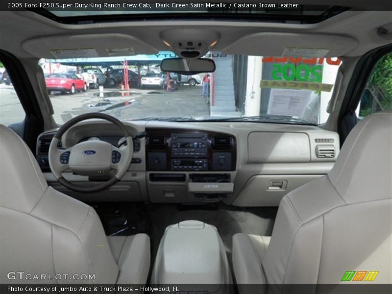 Dark Green Satin Metallic / Castano Brown Leather 2005 Ford F250 Super Duty King Ranch Crew Cab