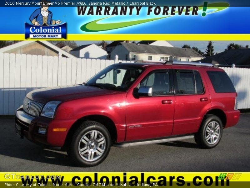 Sangria Red Metallic / Charcoal Black 2010 Mercury Mountaineer V6 Premier AWD