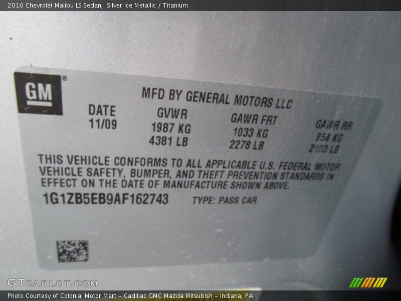 Silver Ice Metallic / Titanium 2010 Chevrolet Malibu LS Sedan