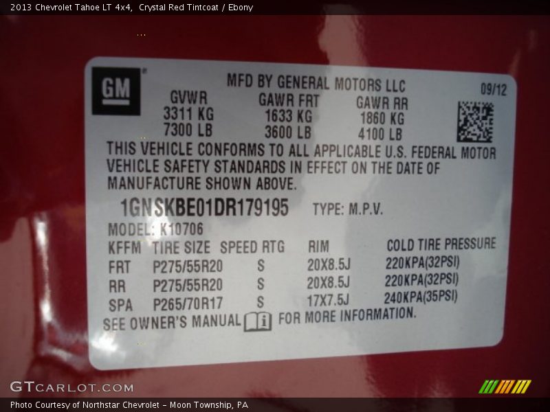 Crystal Red Tintcoat / Ebony 2013 Chevrolet Tahoe LT 4x4