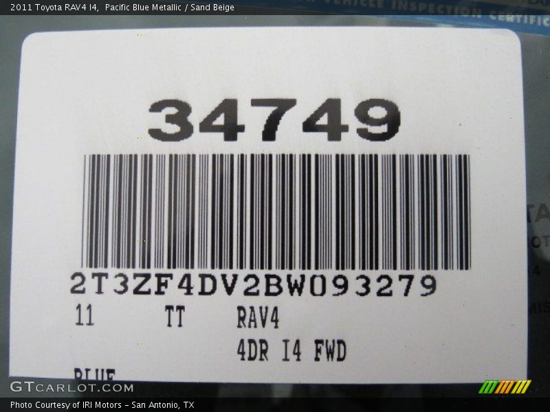 Pacific Blue Metallic / Sand Beige 2011 Toyota RAV4 I4