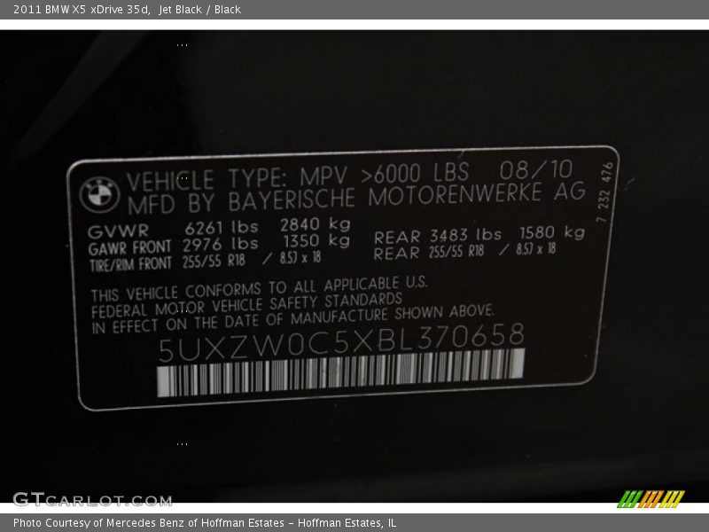 Jet Black / Black 2011 BMW X5 xDrive 35d