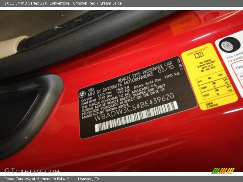Crimson Red / Cream Beige 2011 BMW 3 Series 328i Convertible
