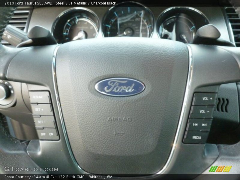 Steel Blue Metallic / Charcoal Black 2010 Ford Taurus SEL AWD