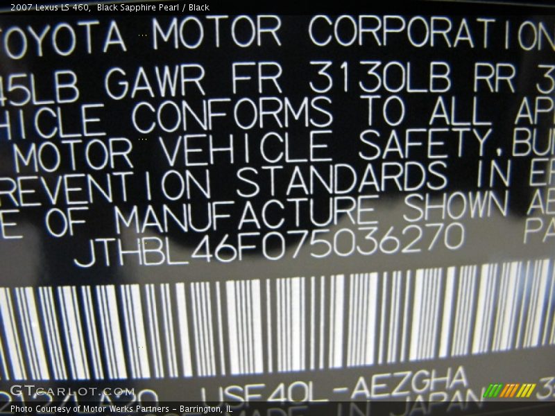 Black Sapphire Pearl / Black 2007 Lexus LS 460
