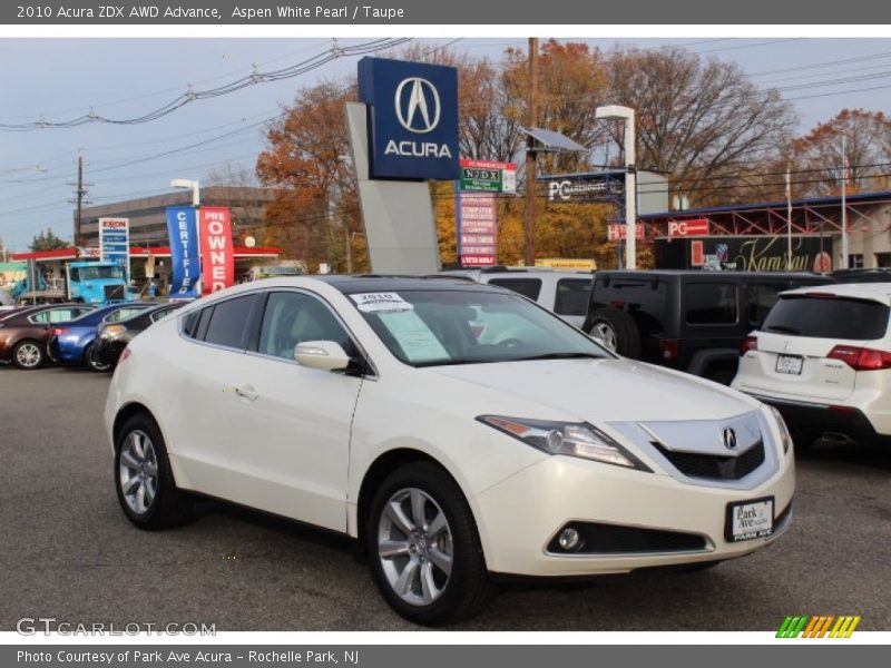 Aspen White Pearl / Taupe 2010 Acura ZDX AWD Advance