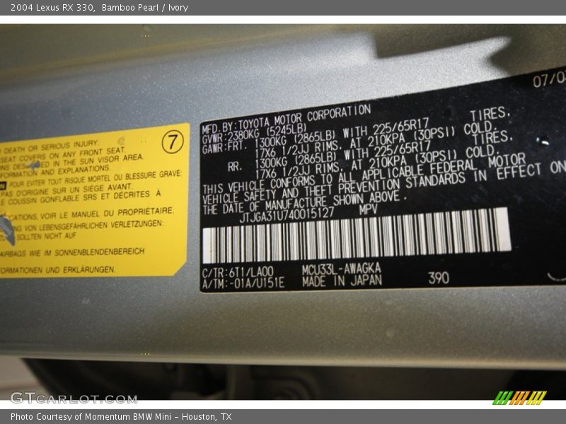 Bamboo Pearl / Ivory 2004 Lexus RX 330