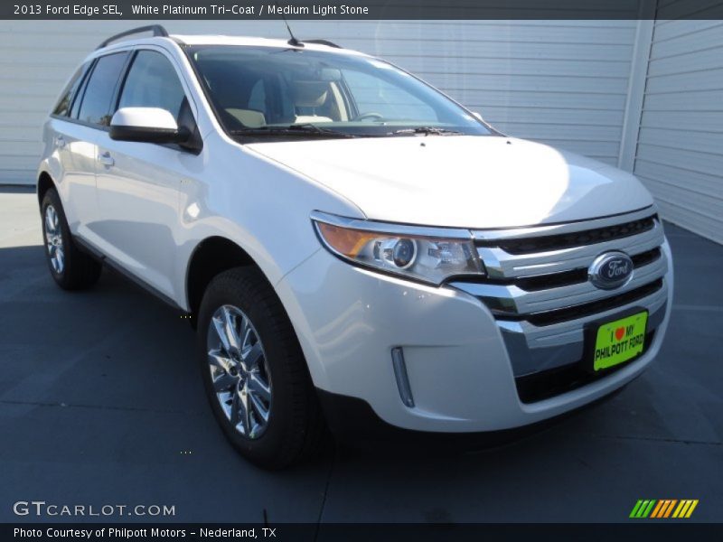 White Platinum Tri-Coat / Medium Light Stone 2013 Ford Edge SEL