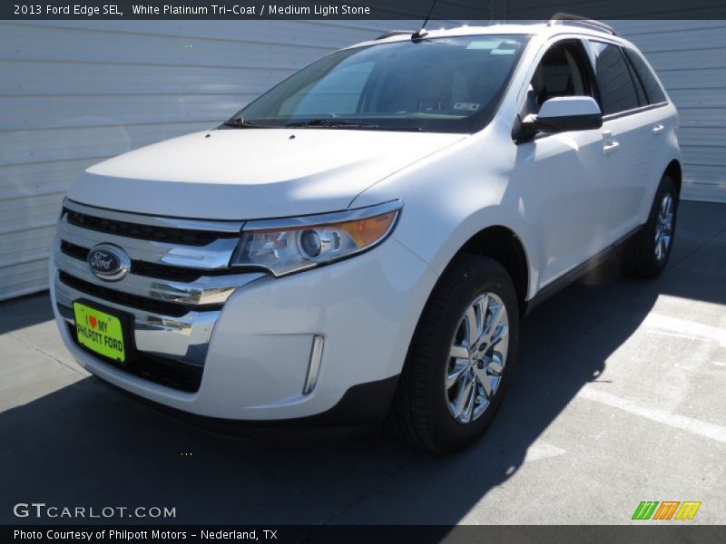 White Platinum Tri-Coat / Medium Light Stone 2013 Ford Edge SEL