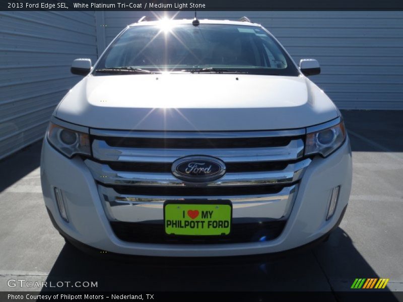 White Platinum Tri-Coat / Medium Light Stone 2013 Ford Edge SEL