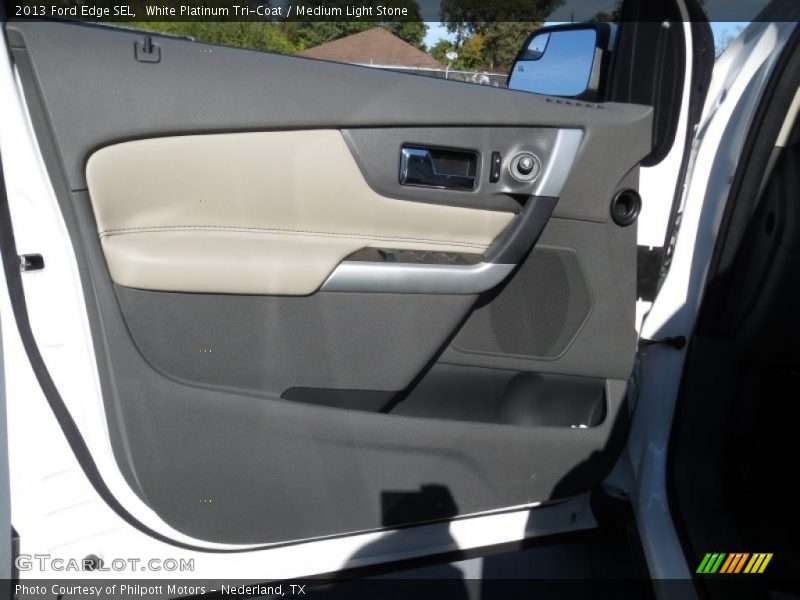 White Platinum Tri-Coat / Medium Light Stone 2013 Ford Edge SEL