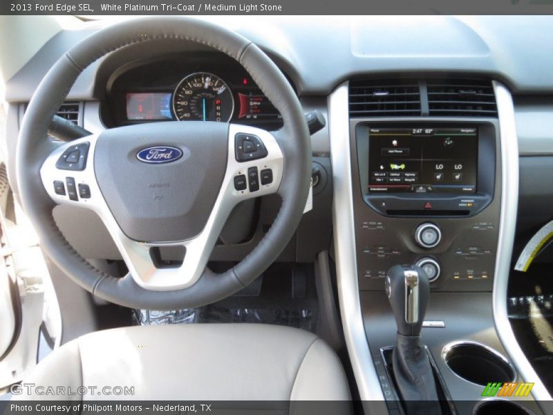 White Platinum Tri-Coat / Medium Light Stone 2013 Ford Edge SEL