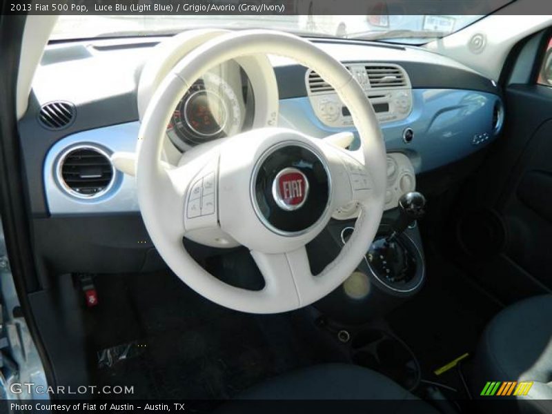 Luce Blu (Light Blue) / Grigio/Avorio (Gray/Ivory) 2013 Fiat 500 Pop