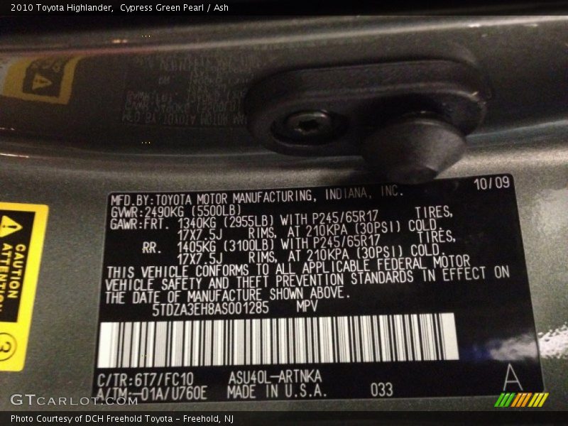 Cypress Green Pearl / Ash 2010 Toyota Highlander