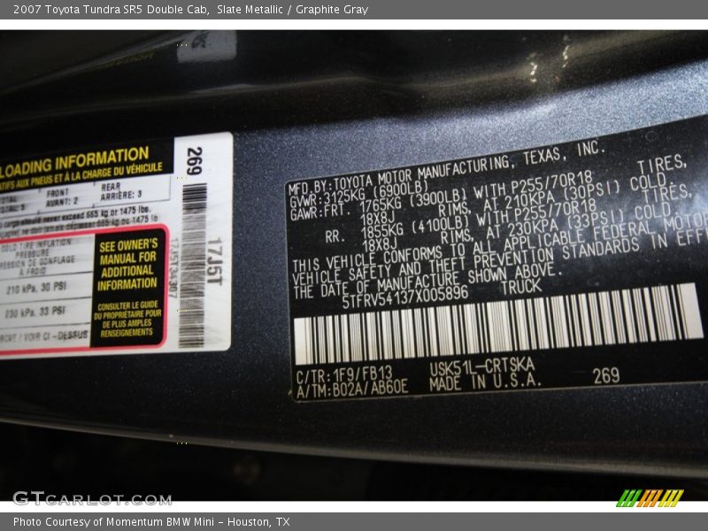 Slate Metallic / Graphite Gray 2007 Toyota Tundra SR5 Double Cab